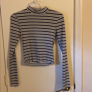 Striped turtle neck crop top size small